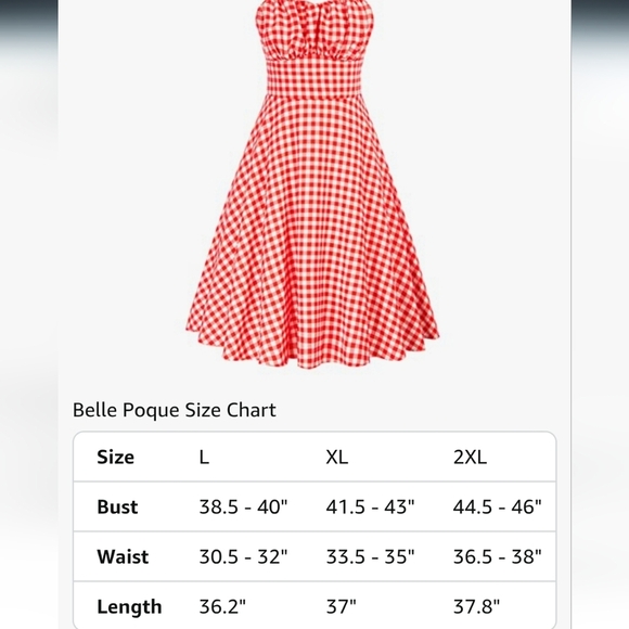 Red Plus Size Gingham Fit and Flare Dress - Picture 4 of 16